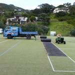 Tennis court resurfacing underway