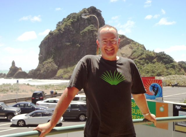 Phil Twyford at Piha Surf Club en route on Hillary Trail