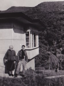 Mary MacDiarmid and son Douglas at Piha