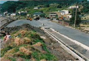 Formation of carpark on top of dunes on Marine Parade South, 1988