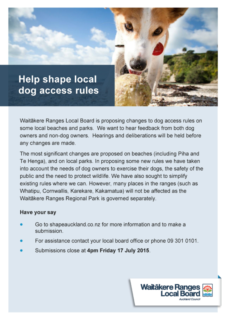 Dog access rules flyer