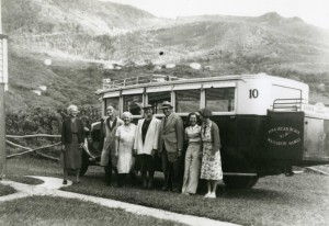 Piha bus at boarding house, about 1936. 