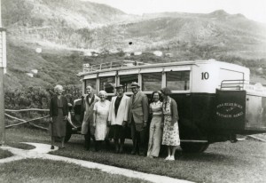 Piha bus at boarding house, about 1936.